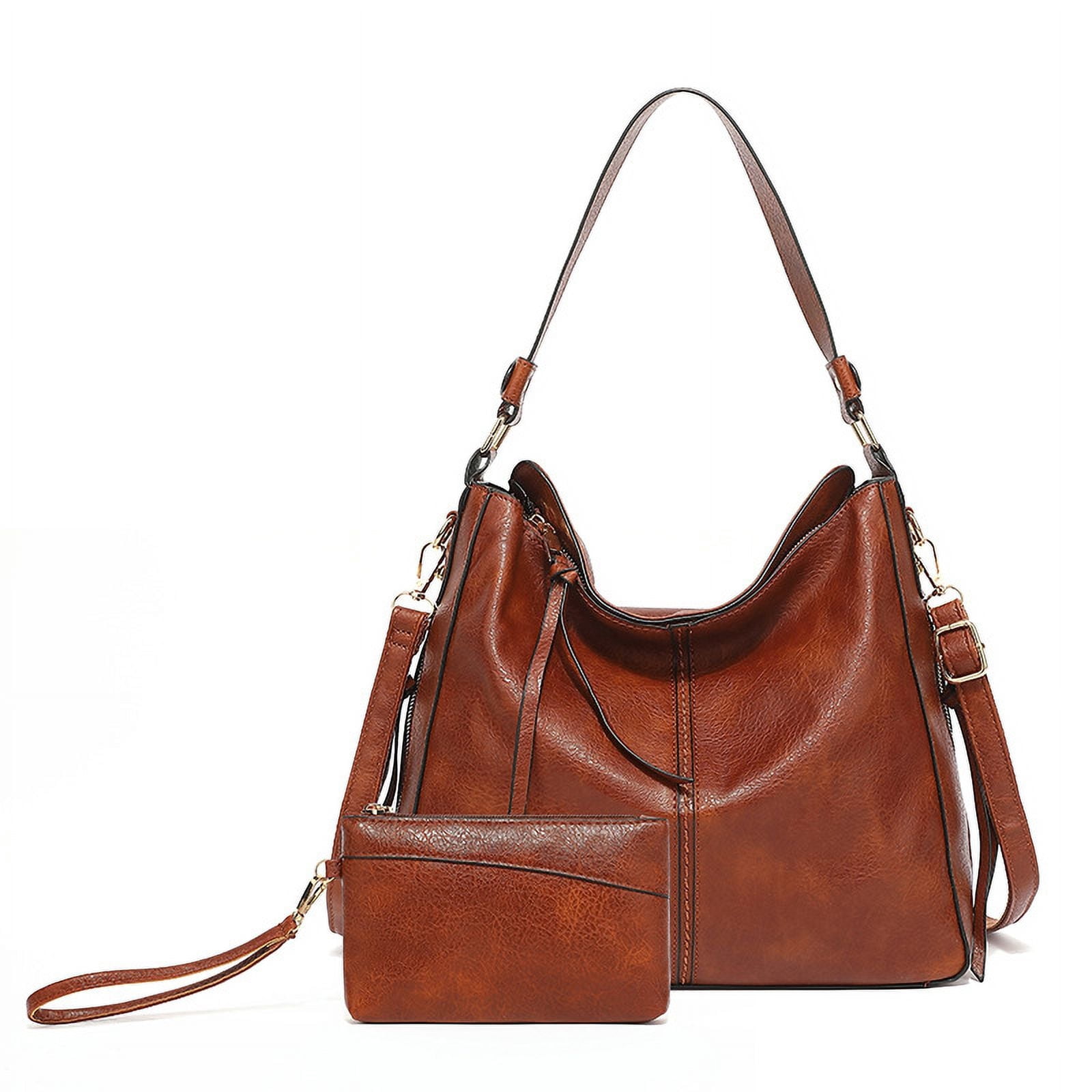 Arcticwind Shoulder Purse Handbag for Women, Hobo Tote Bags, Shoulder bag for Women, Vintage Simple style, wIth small bag & long shoulder stra, Brown style