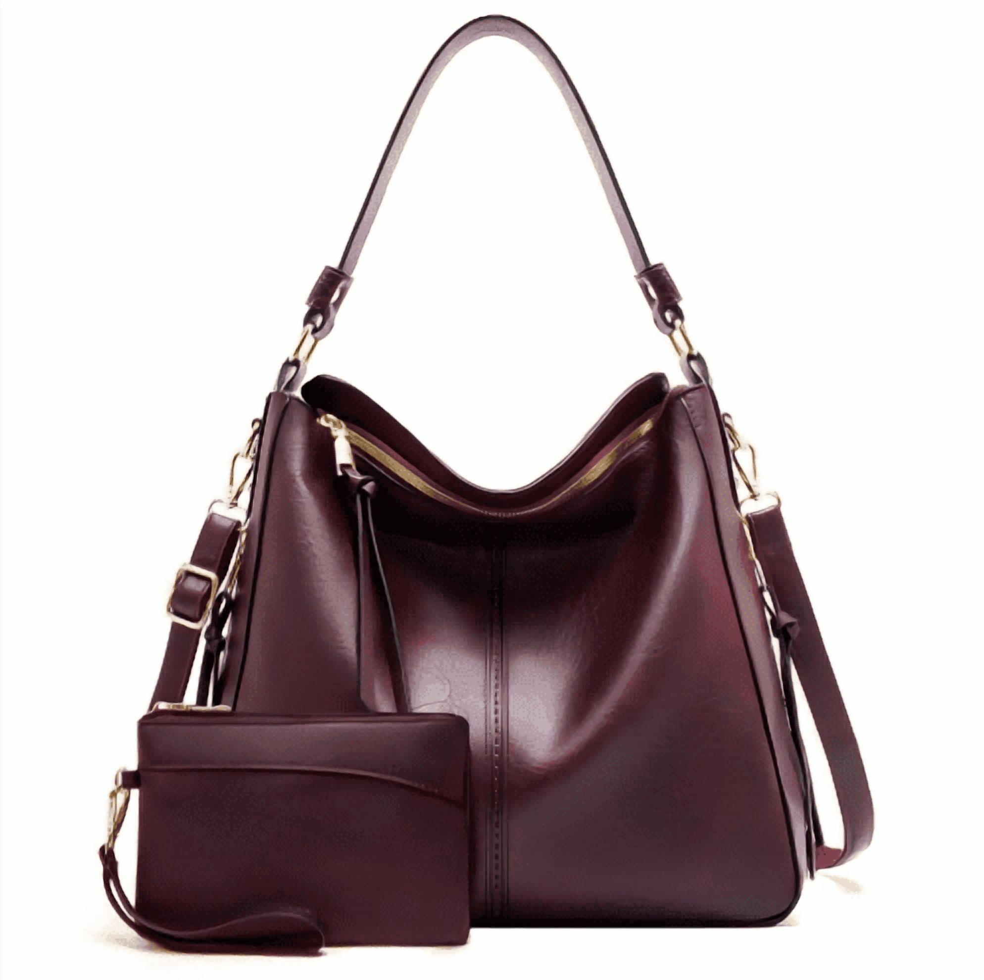 Arcticwind Shoulder Purse Handbag for Women, Hobo Tote Bags, Shoulder bag for Women, Vintage Simple style, wIth small bag & long shoulder stra, Purplish red style