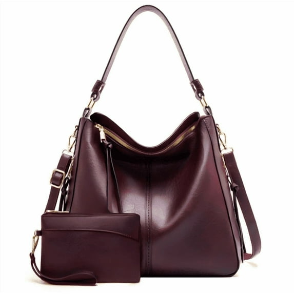 Arcticwind Shoulder Purse Handbag for Women, Hobo Tote Bags, Shoulder bag for Women, Vintage Simple style, wIth small bag & long shoulder stra, Purplish red style