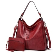 Arcticwind Shoulder Purse Handbag for Women, Hobo Tote Bags, Shoulder bag for Women, Vintage Simple style, wIth small bag & long shoulder stra, Red style