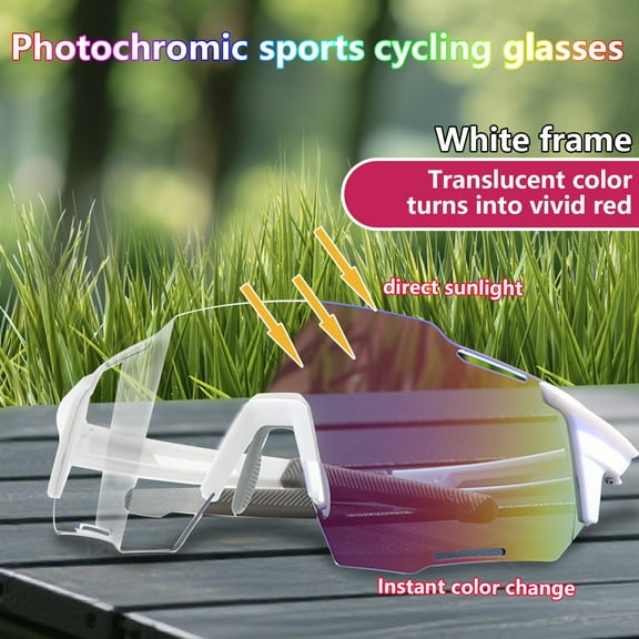 Arcticwind Sunglasses Photochromic Polarized – UV400 Protection, Windproof, Unisex for Fishing, Cycling, Driving, Travel, Fashion & Parties – Includes Gift Box, White Frame / Red Transition