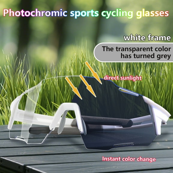 Arcticwind Sunglasses Photochromic Polarized – UV400 Protection, Windproof, Unisex for Fishing, Cycling, Driving, Travel, Fashion & Parties – Includes Gift Box, White Frame / Gray Transition