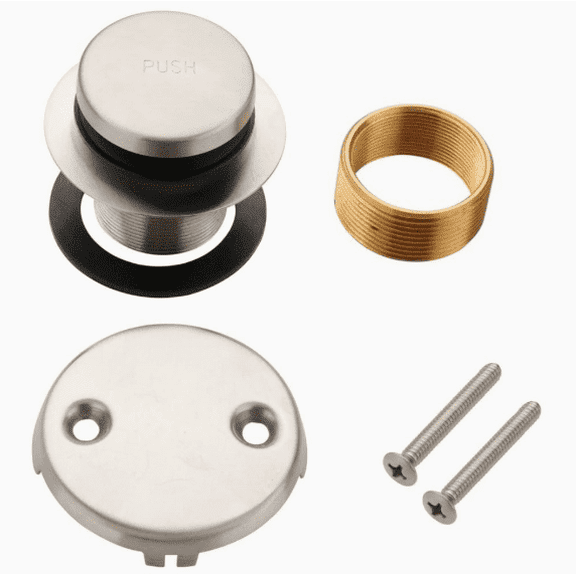 Arcticwind Tub Drain and Overflow Kit,with Two Hole Overflow Faceplate Kit,Conversion Kit Assembly,Replaces Lift and Turn,EZ Install,Universal Fine Coarse Thread Replacement Brushed Nickel