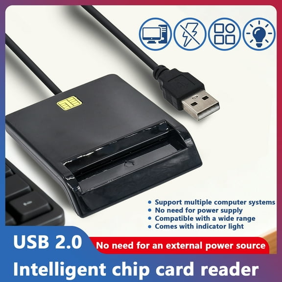 Arcticwind USB 2.0 CAC Smart Card Reader - Military Grade DOD Common Access Card Reader for CAC, PIV, SIM, DNI, IC, ATM & Tax Cards - Compatible with Windows, Mac OS, Linux Systems,Black