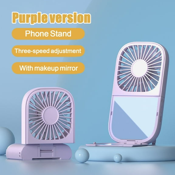 Arcticwind Upgraded Handheld Mini Fan, Foldable Neck Fan with 3 Speeds, Portable Multi-Function Fan - Built-in Makeup Mirror & Phone Stand, Ideal for Indoor, Outdoor Camping, Travel