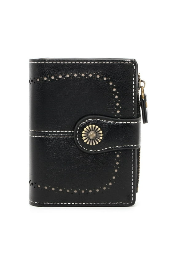 Waterproof Wallet Men Women Genuine Leather Bifold Purse RFID Blocking Card Holder, Hollow out design, high-capacity