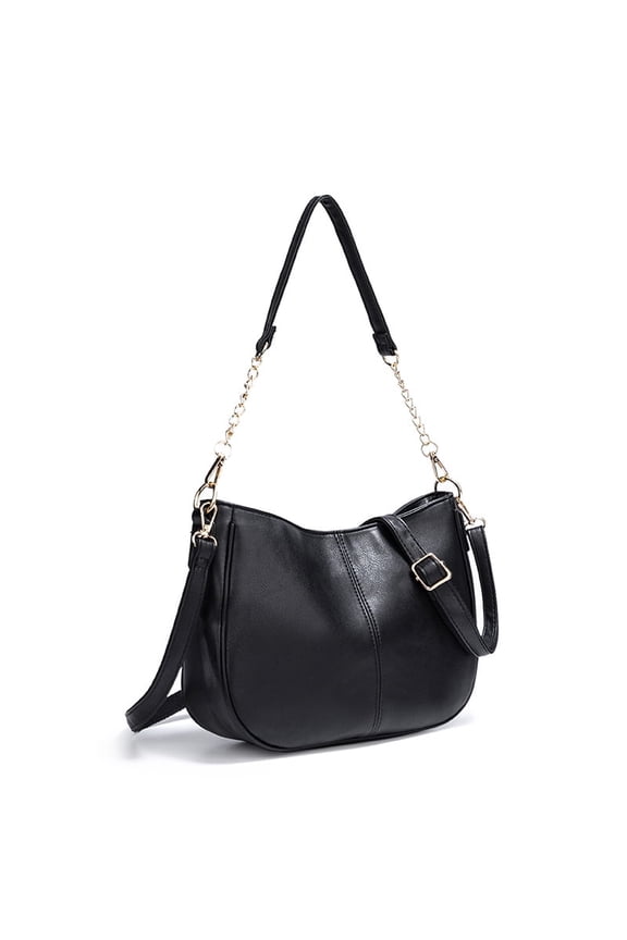 Women's single shoulder wallet tote bag, cute handbag mini clutch, with zip closure, retro minimalist style,large capacity,Black