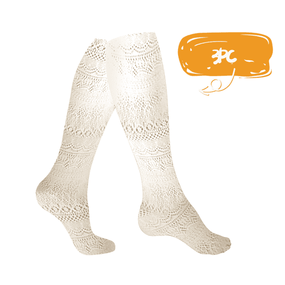 Arcticwind Womens Beige Lace Knee High Socks Solid-colored 3 pairs,Sheer slightly transparent socks Girls Knee Highs Sexy Sheer Trouser Socks Cute Y2k Boots Socks Stockings Nightclub slimming socks.