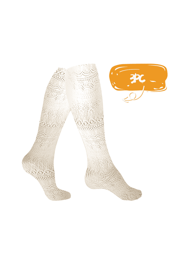 Womens Beige Lace Knee High Socks Solid-colored 3 pairs,Sheer slightly transparent socks Girls Knee Highs Sexy Sheer Trouser Socks Cute Y2k Boots Socks Stockings Nightclub slimming socks.