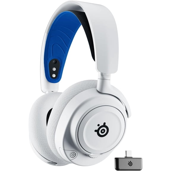 Arctis Nova 7P Wireless Multi-Platform Gaming Headset Neodymium Magnetic Drivers 2.4GHz + Bluetooth 38Hr USB-C Battery Gen2 AI Mic , PC, Switch, VR, Mobile - White