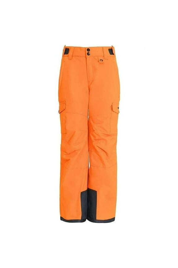 Kids Snow Sports Cargo Snow Pants with Articulated Knees, Burnt Orange, L