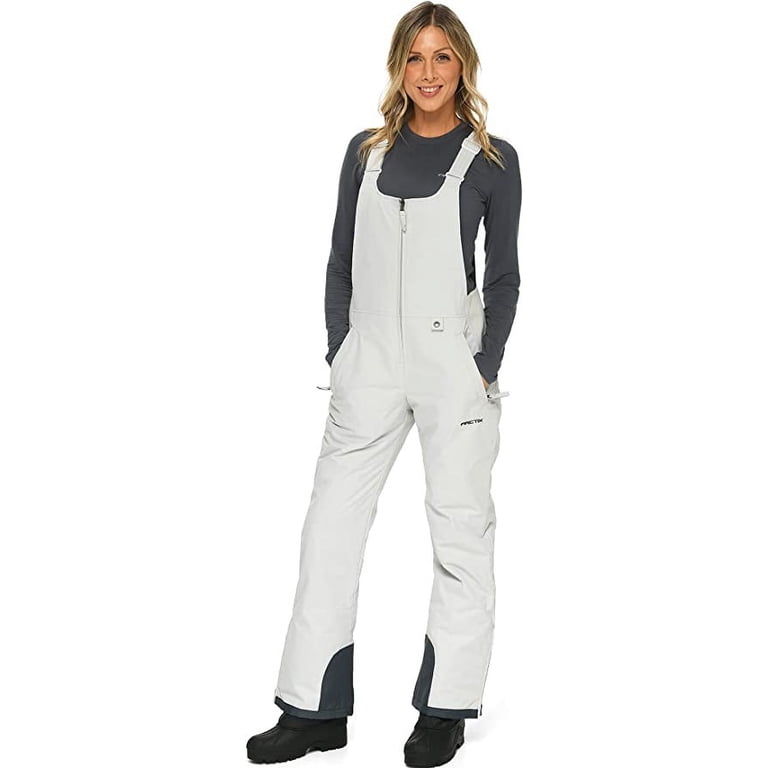 ARCTIX Women's Insulated Bib Overalls - 85g ThermaTech, Water-Resistant, Boot Zippers, Quiet Grey, Large Short