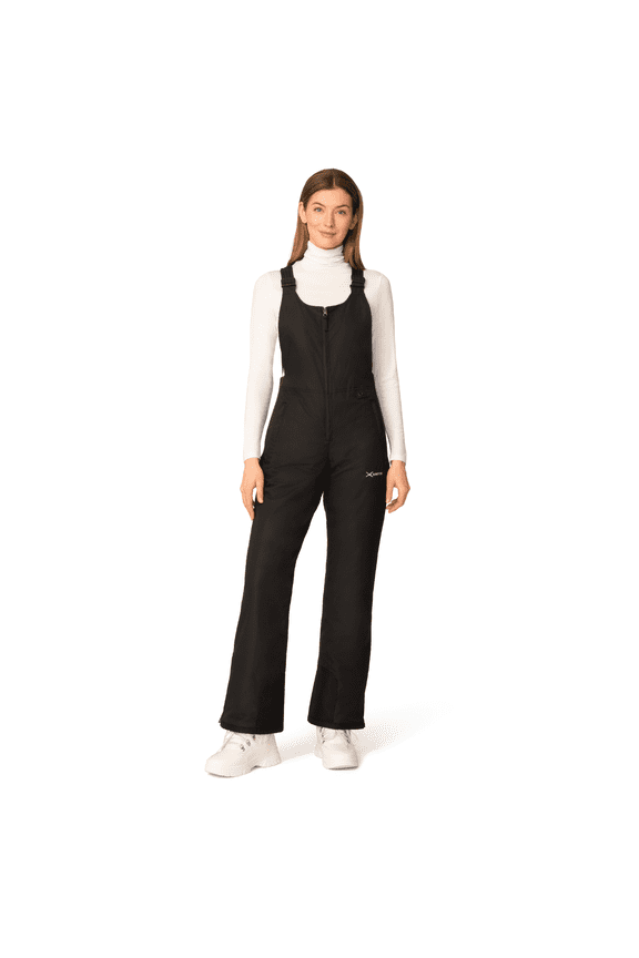 Women's Essential Insulated Ski Bibs, Water Resistant Snow Pants for Skiing & Snowboarding (Black, Medium)