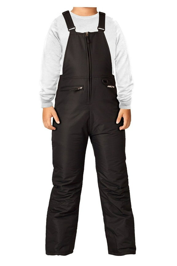 Kid's Essential Insulated Ski Bibs, Water Resistant Snow Pants for Skiing & Snowboarding (Black, Medium)