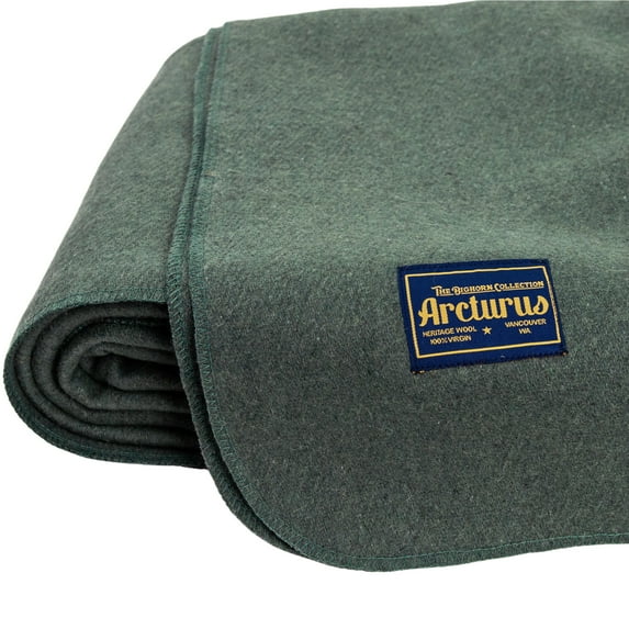 Arcturus 100% Virgin Wool Blanket, King Size, Ivory, Flax, Sage Green, Steel Blue