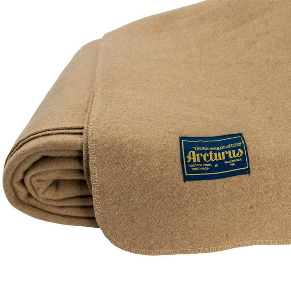 Arcturus 100% Virgin Wool Blanket, Twin Size, Ivory, Flax, Sage Green, Steel Blue