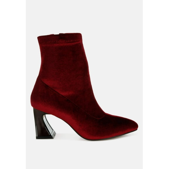 Arcturus Flared Block Heel Velvet Boots