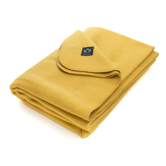 Arcturus Military Wool Blanket - 4.5 lbs, Warm, Thick, Washable, Large 64" x 88" - Great for Camping, Outdoors, Sporting Events, and Survival Kits (Gold)