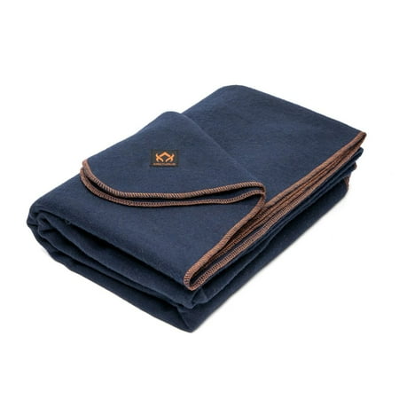 Arcturus Military Wool Blanket - 4.5 lbs, Warm, Thick, Washable, Large 64" x 88" - Great for Camping, Outdoors, Sporting Events, and Survival Kits (Navy Blue)