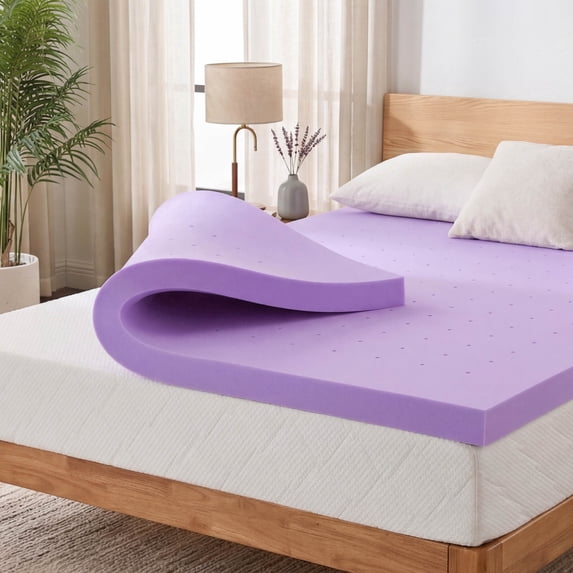 Arctus 3" Twin Size Lavender Infusion Memory Foam Mattress Topper for Relaxing Sleep, Ventilated & Pressure Relieving, CertiPUR-US