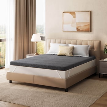Arctus 3 inch Twin XL Memory Foam Mattress Topper, Black
