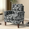 thumbnail image 1 of Arctus Floral Accent Chair, High Back Upholstered Armchair with Solid Legs, Black Floral, 1 of 10