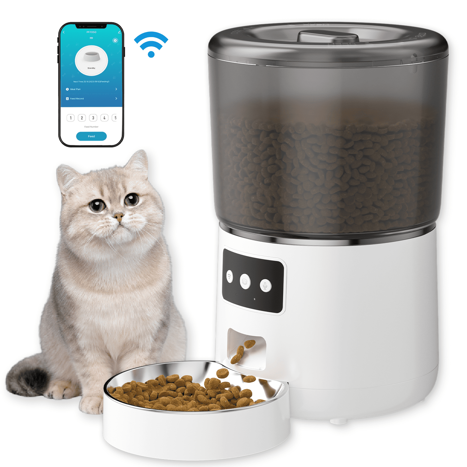 Arcwares Automatic Cat Feeder, WIFI Timed Automatic Cat Food Dispenser