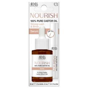 Ardell Nourish 100% Pure Castor Oil for Strong Lashes and Brows, 1oz Serum Bottle and .11oz Fine Tip Applicator Vial