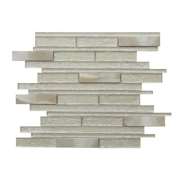 Ardcarn 11.8" x 10.9" Rectangular Laminated Glass Mosaic Wall Tile in Beige