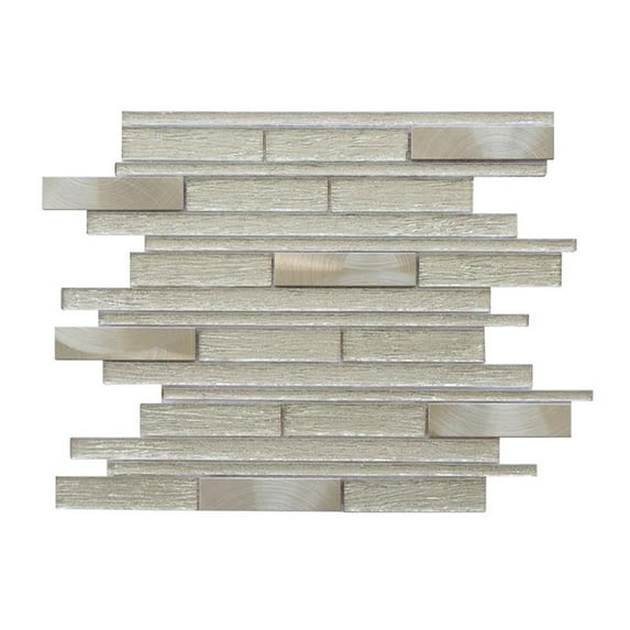 Ardcarn 11.8" x 10.9" Rectangular Laminated Glass Mosaic Wall Tile in Beige
