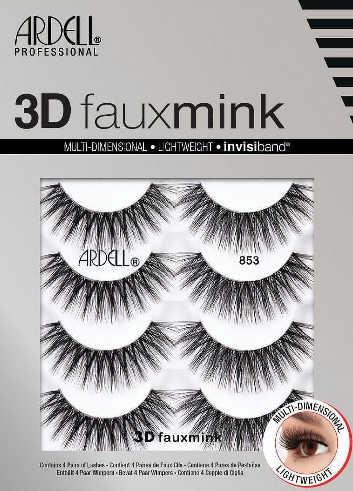 Ardell 3D Faux Mink 853 Black False Eye Lashes 4 Pack