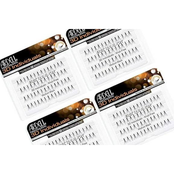 Ardell 3D Individuals Medium Black False Lashes x 4 packs