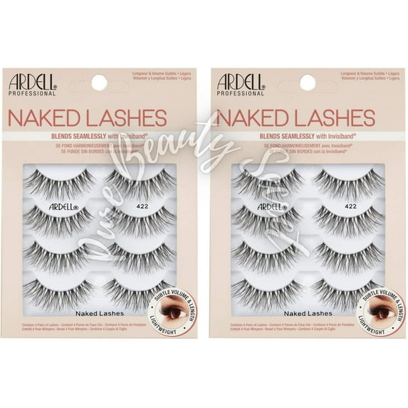 Ardell Strip Lashes Naked Lashes #422 - Invisiband, Comfortable False Eyelashes, 2 Pack