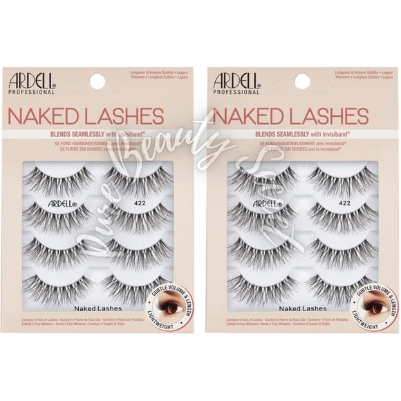 Ardell Strip Lashes Naked Lashes #422 - Invisiband, Comfortable False Eyelashes, 2 Pack