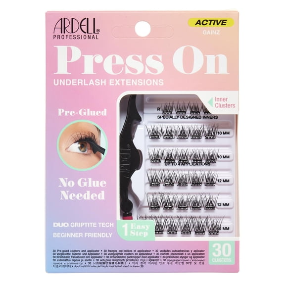 Ardell Active Press on DIY Lash Clusters, False Eyelashes, Cluster Lashes, Pre-Glued Underlash, Eyelash Extensions, Gainz, 1-pack