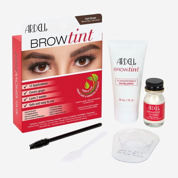 Ardell Eyebrow Tint Kit, Semi-Permanent Eyebrow Dye with Natural Extracts, Dark Brown