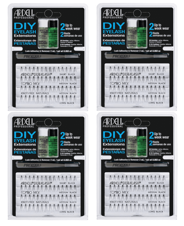 Ardell DIY Eyelash Extension Kit 4 Pack Duralash Knot-Free Individual Lashes Black