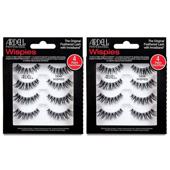 Ardell Demi Wispies False Eyelashes, Medium Volume False Lashes with Invisiband, Black, 4 Pairs