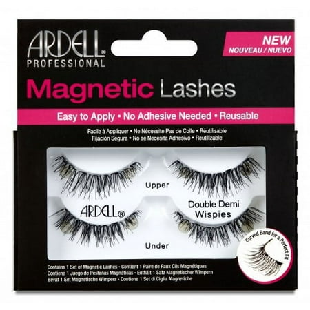 Ardell Magnetic False Eyelashes, Double Demi Wispie Black Fake Lashes, 2 pairs