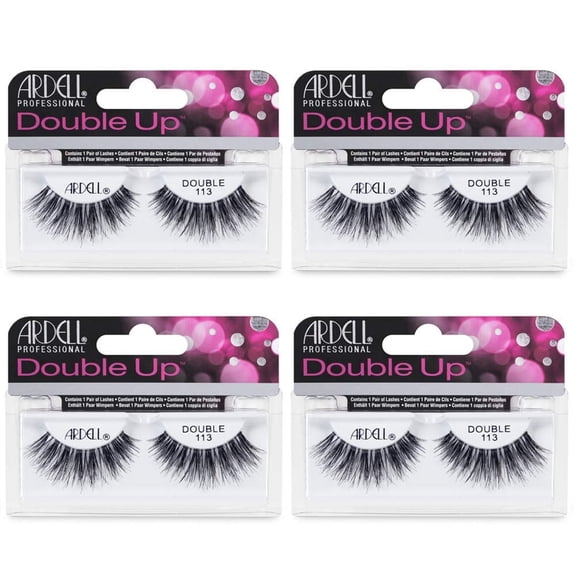 Ardell Double Up 113 False Eyelashes, Human Hair Dramatic Volume Lashes, 4-Pack