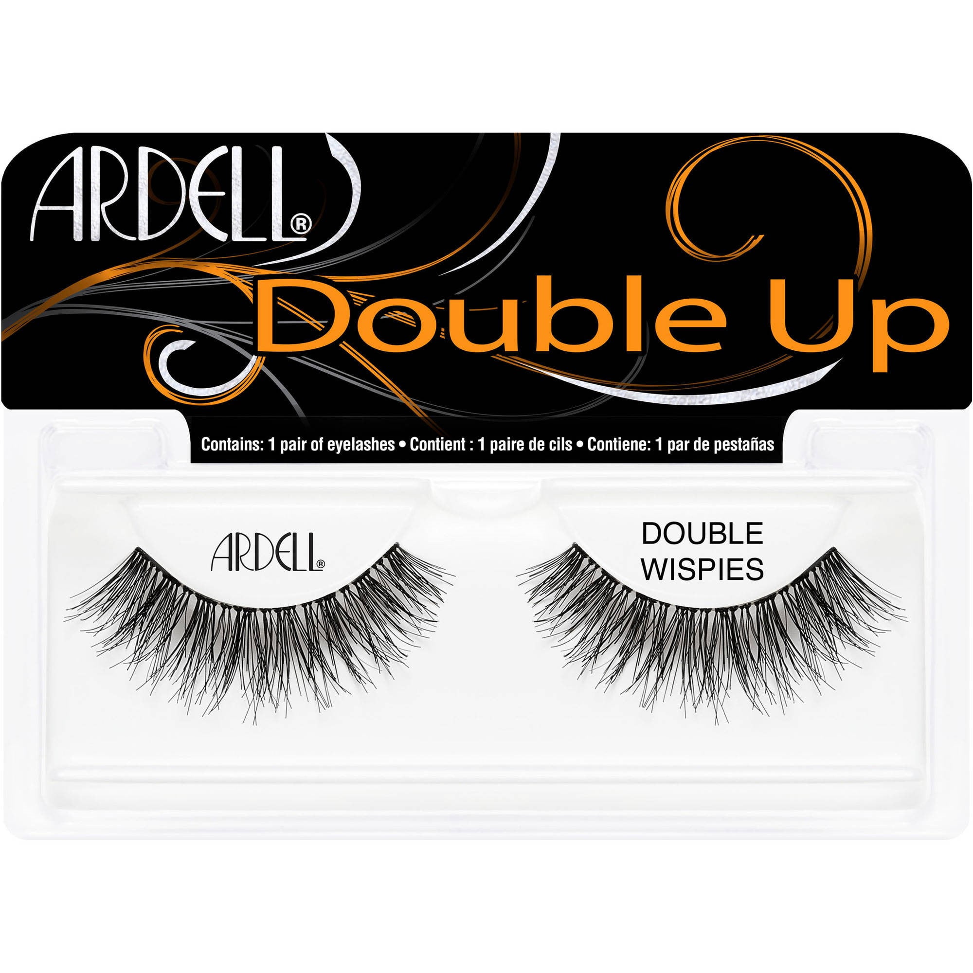 Ardell Double Up False Eyelashes, Double Wispies, Black, 1 pair