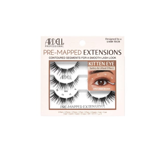 Ardell Eyelash Pre-Mapped Extensions Kitten Eye Refill 3 pack #38861