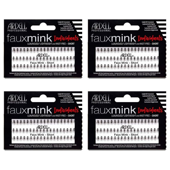 Ardell Faux Mink False Eyelashes, Individual Lashes Short, Black - Natural Look DIY Lash Clusters, Eyelash Extensions, 4 Pack