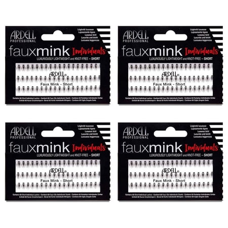 Ardell Faux Mink False Eyelashes, Individual Lashes Short, Black - Natural Look DIY Lash Clusters, Eyelash Extensions, 4 Pack