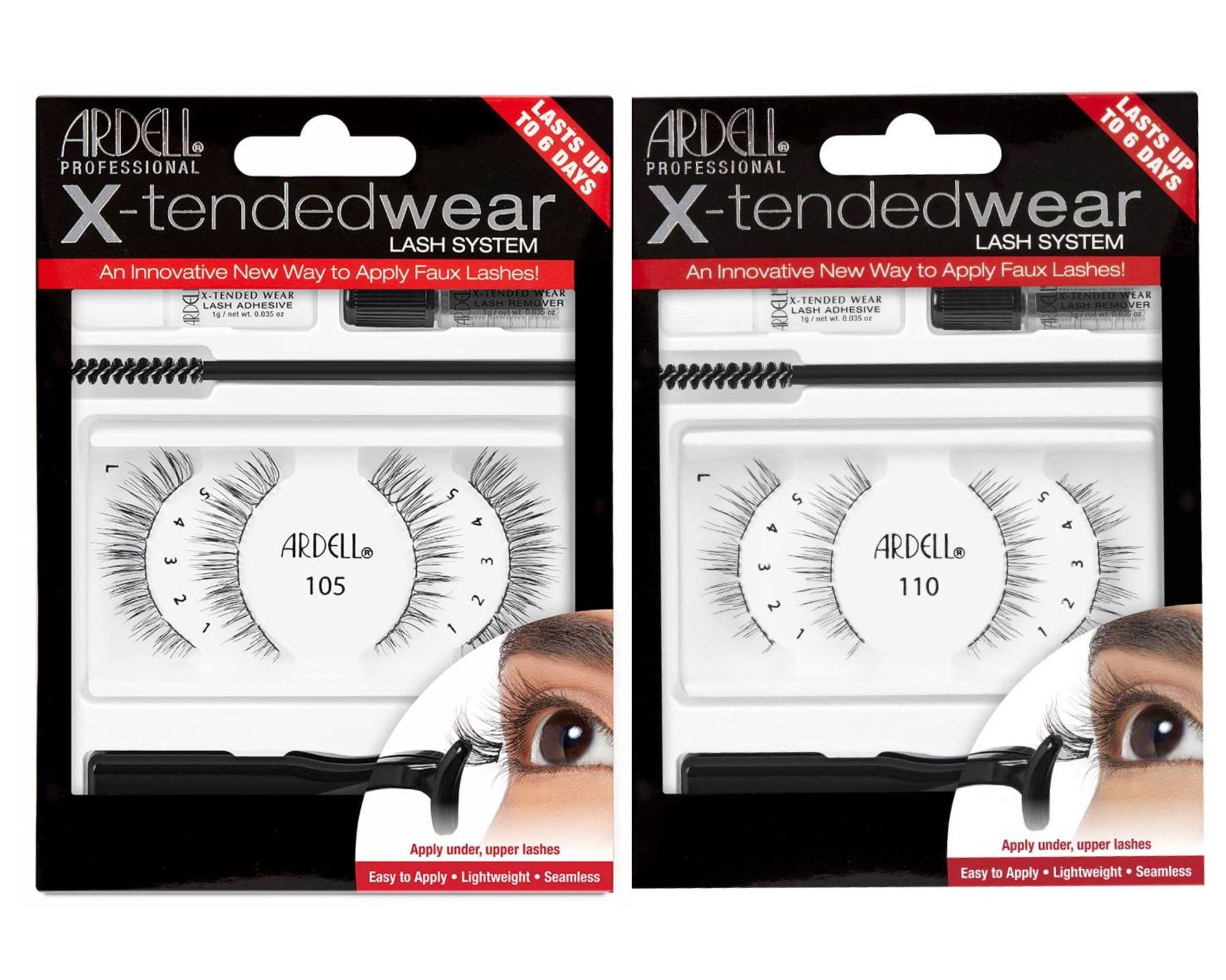 Ardell False Eyelashes - X-tended Wear Style #105 and #110 - COMBO PACK