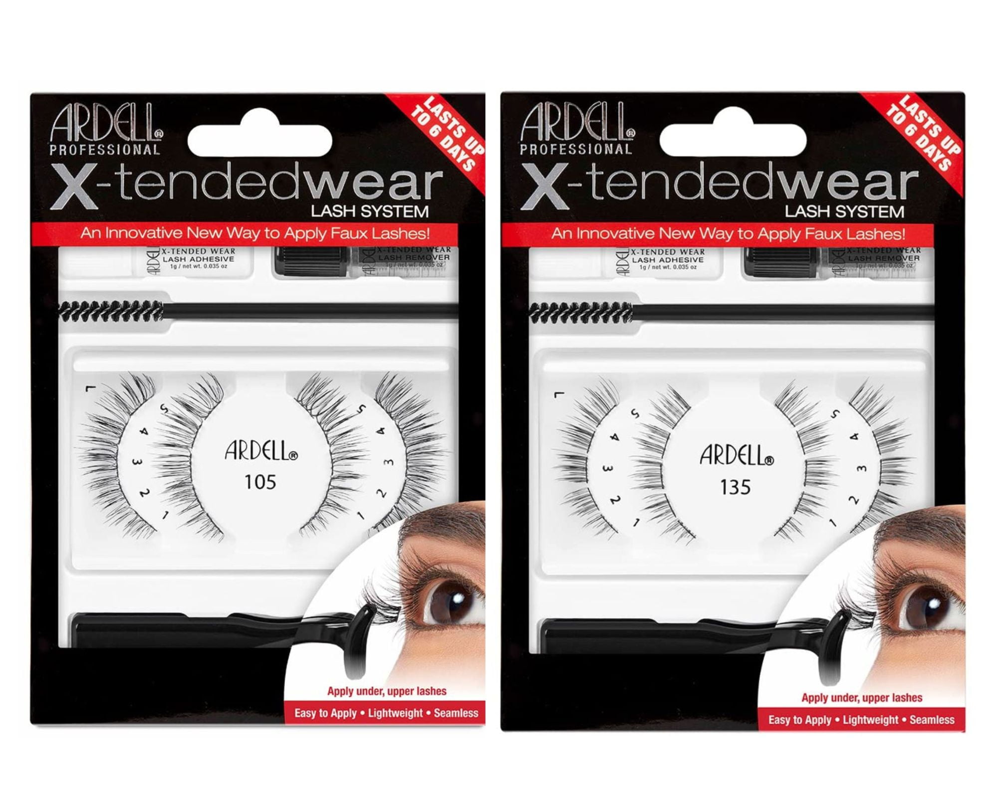 Ardell False Eyelashes - X-tended Wear Style #105 and #135 - COMBO PACK