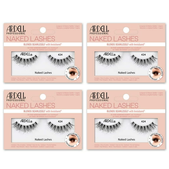 Ardell False Lashes, Naked Lashes 424 with Invisiband, 4 pairs