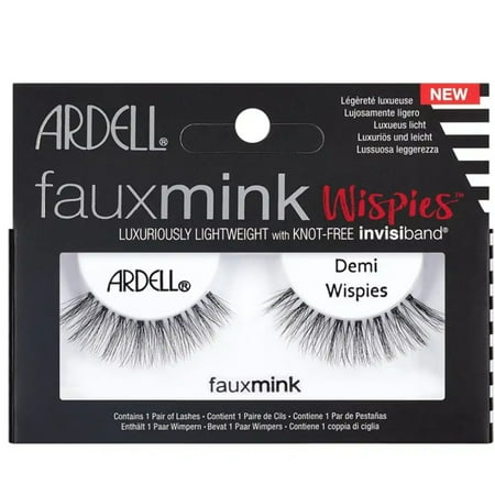 Ardell Faux Mink Lashes Demi Wispies - Lightweight, Natural-Looking False Eyelashes, Flared Lash Style with Invisiband, 1-Pack