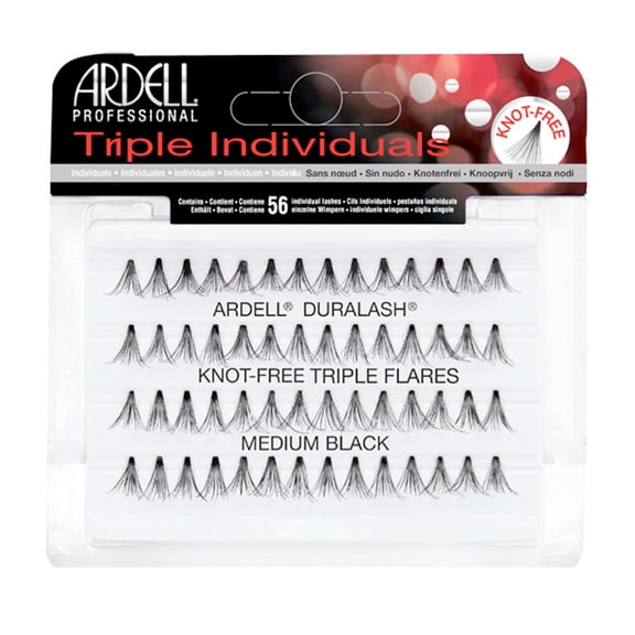 Ardell Individual Knot Free Triple Flares Black Medium,8 Packs