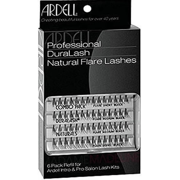Ardell Professional 6 Pack Individual Knot-Free Flares Duralash Eyelashes. Short, Medium and Long Lengths. Black